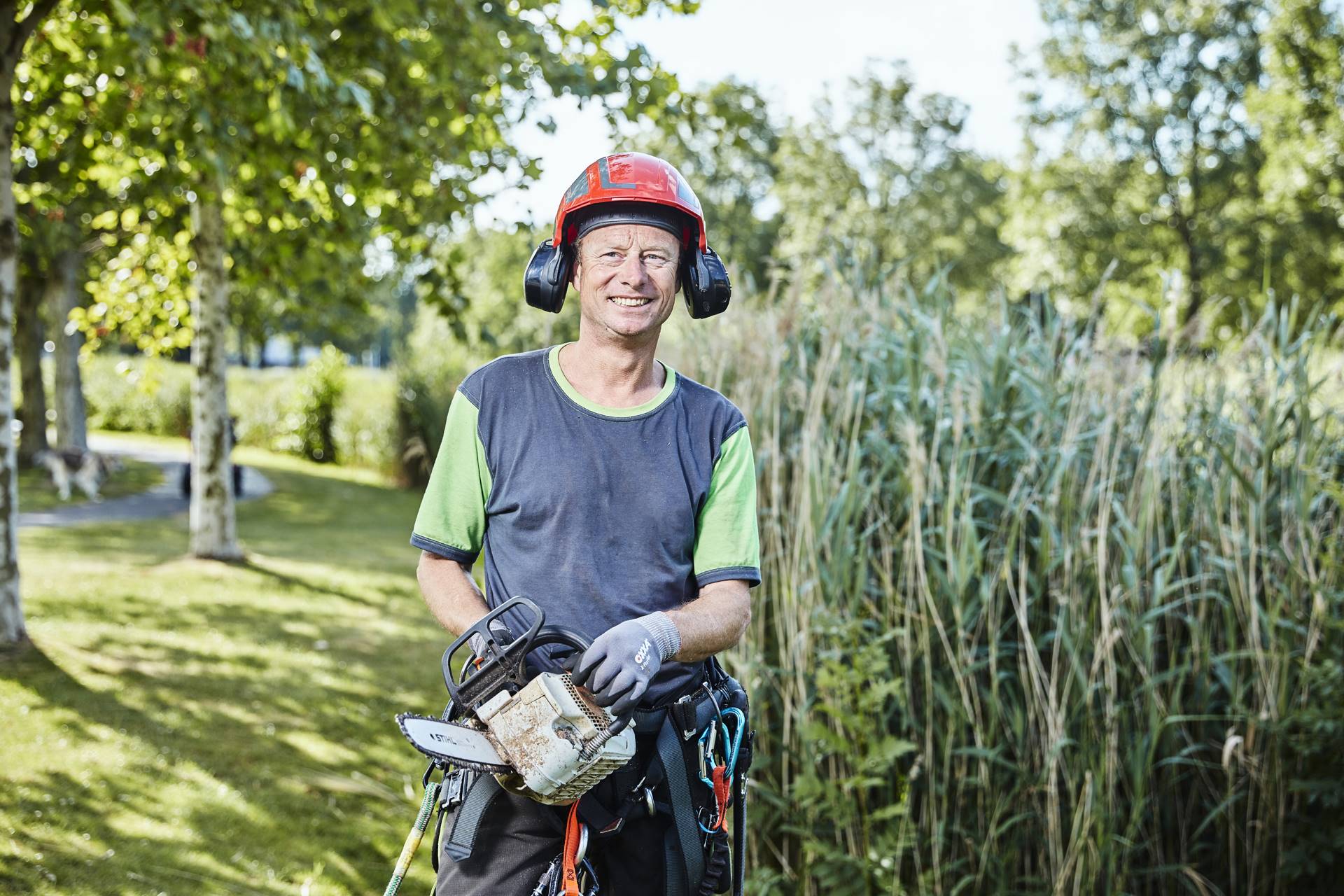 European Tree Worker bereidt snoeiwerkzaamheden voor