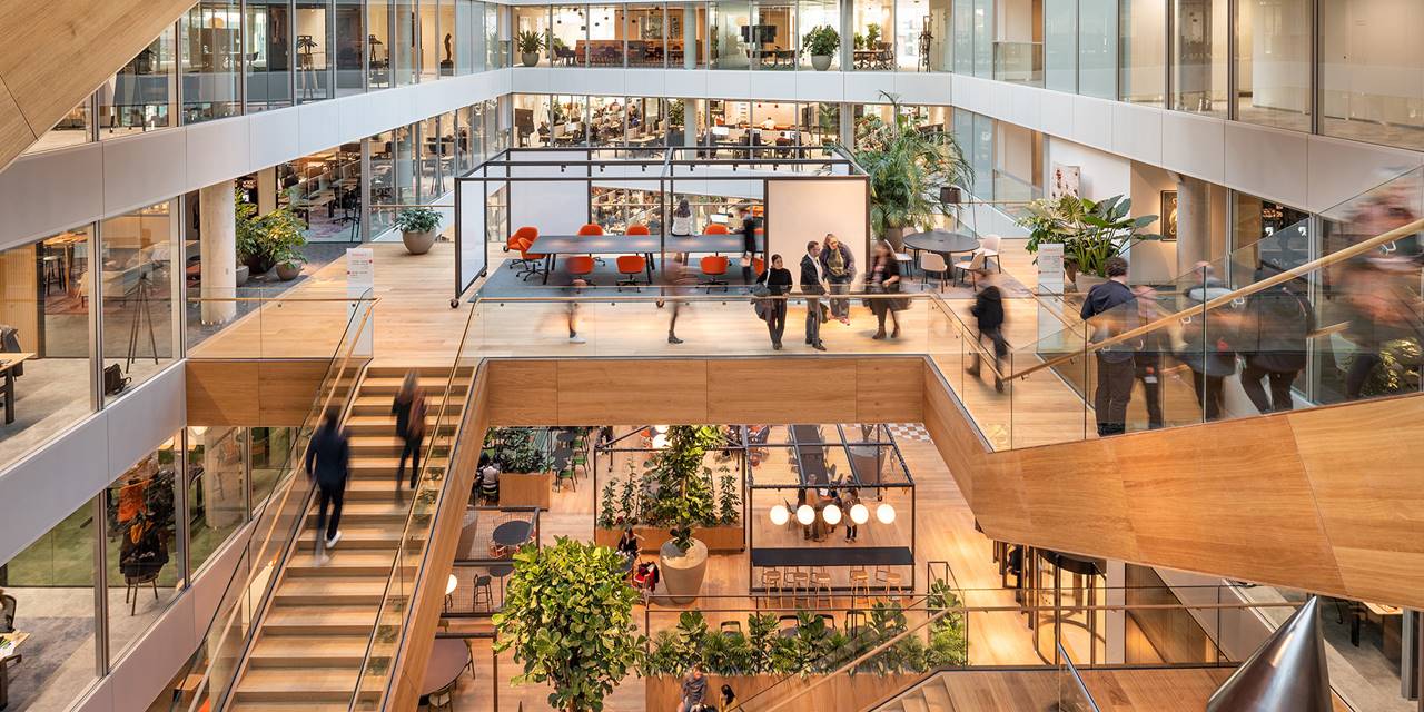 ING, Amsterdam - Ons groenplan voor deze bank is doorvertaald naar een groenoplossing die de verdiepingen van het gebouw met elkaar verbinden
