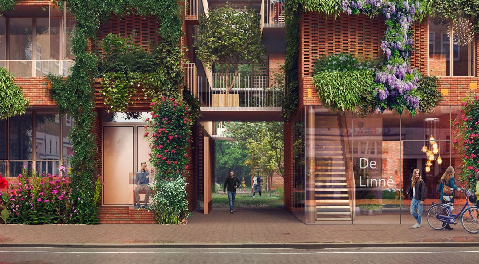 Project De Linné - Donker Design - Een grote gemeenschappelijke semi-openbare binnentuin