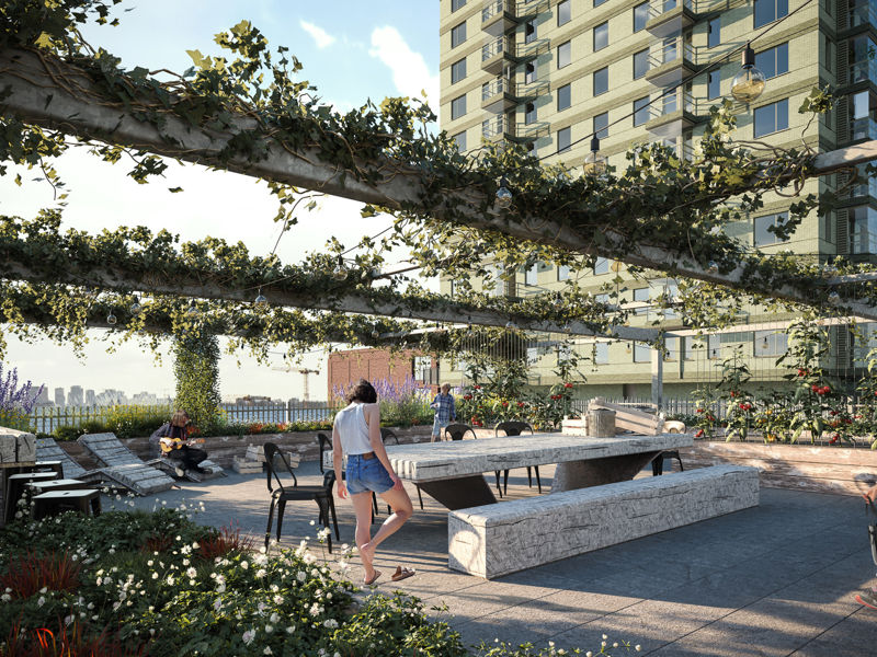 Render van de daktuin Binnendok
